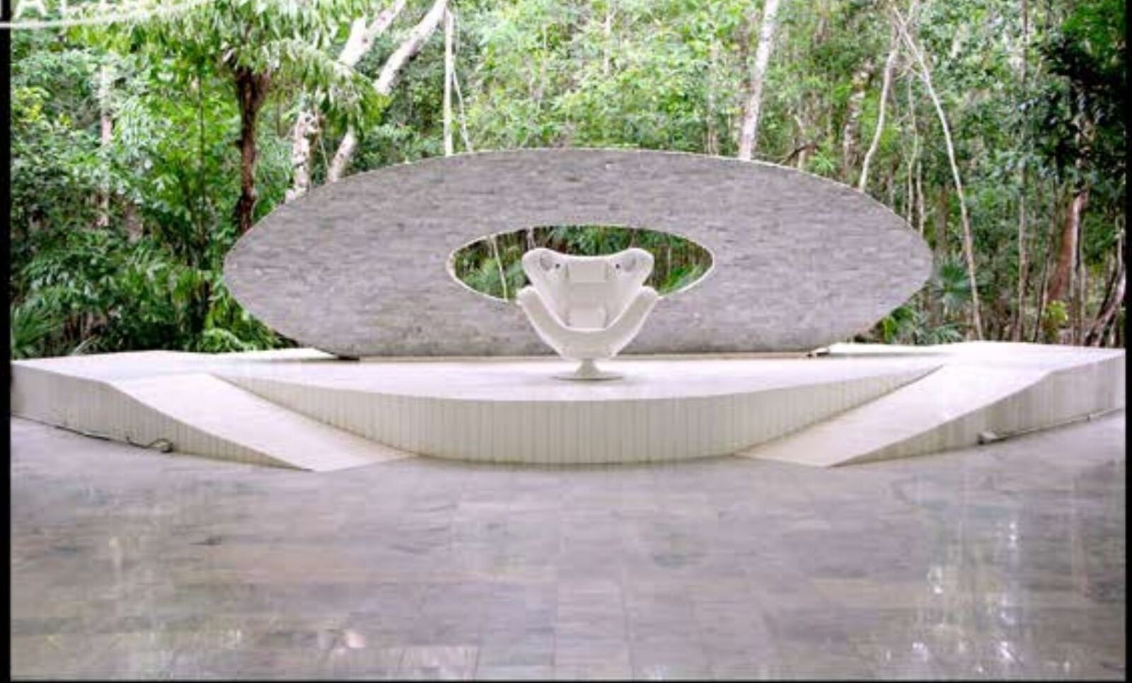 The open-air Buddha Hall stage set in the jungle