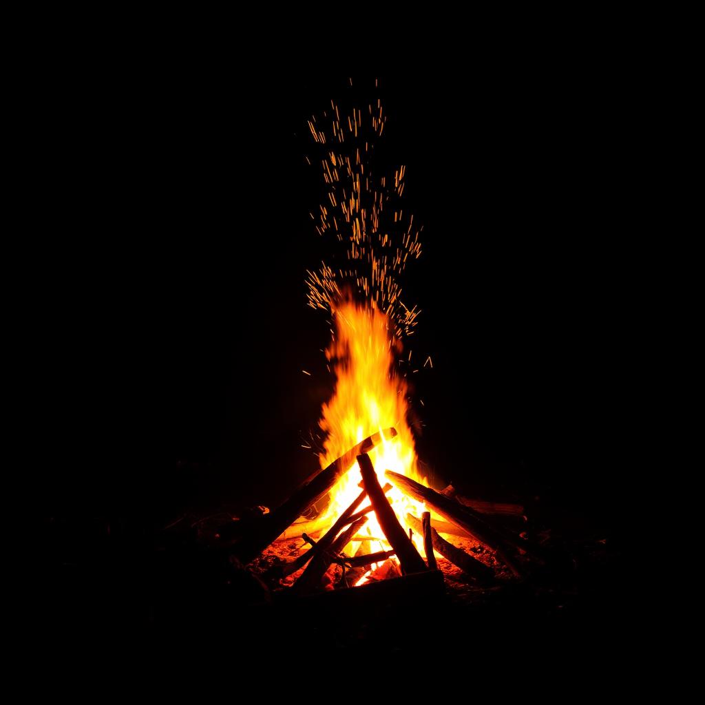 Ceremonial fire burning at night